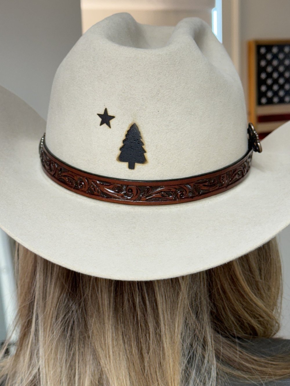 Hand Tooled Leather Hat Band (3/4 inch) – Hats by Bru display picture 3