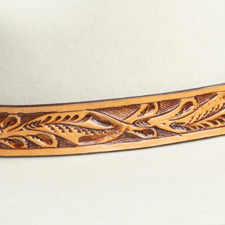Hand Tooled Leather Hat Band (1 inch) - Hats by Bru
