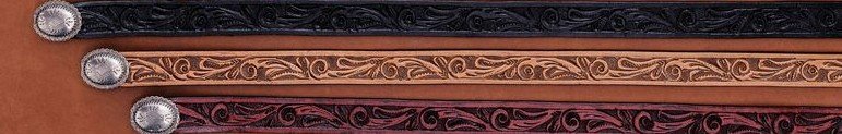Hand Tooled Leather Hat Band (3/4 inch) - Hats by Bru