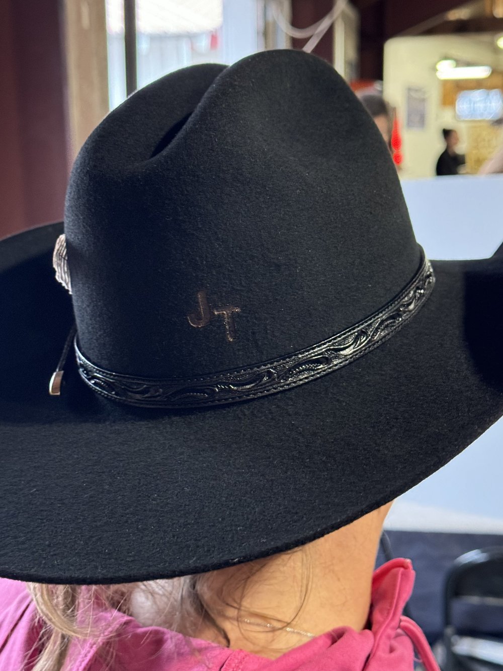 Hand Tooled Leather Hat Band & Buckle Set - Hats by Bru